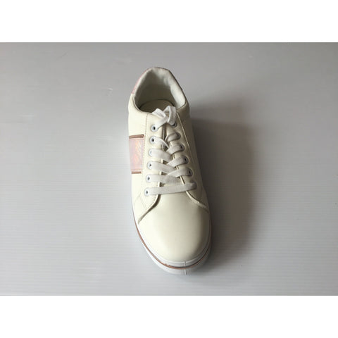 Shoe Trainers Womens Lace Up | White / Pink YD159