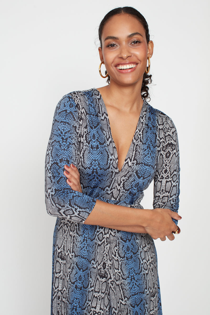 Onjenu Women’s Amy Dress | Snake Blue Grey