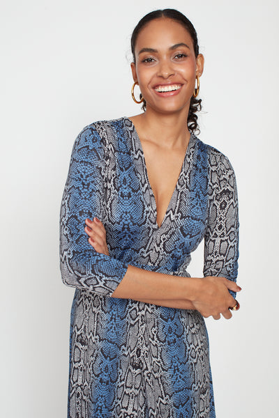 Onjenu Women’s Amy Dress | Snake Blue Grey