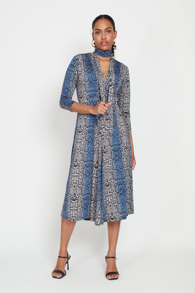 Onjenu Women’s Amy Dress | Snake Blue Grey