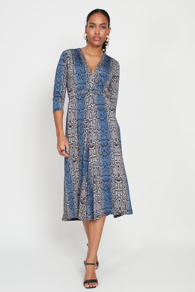 Onjenu Women’s Amy Dress | Snake Blue Grey