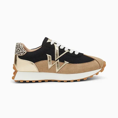 Vanessa Wu Women's Sneakers |Pia beige and black BK 2623