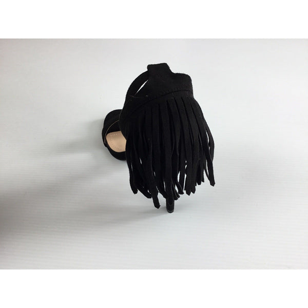 Shoes Black High Heeled Fringe Sandal The Boutique Waltham