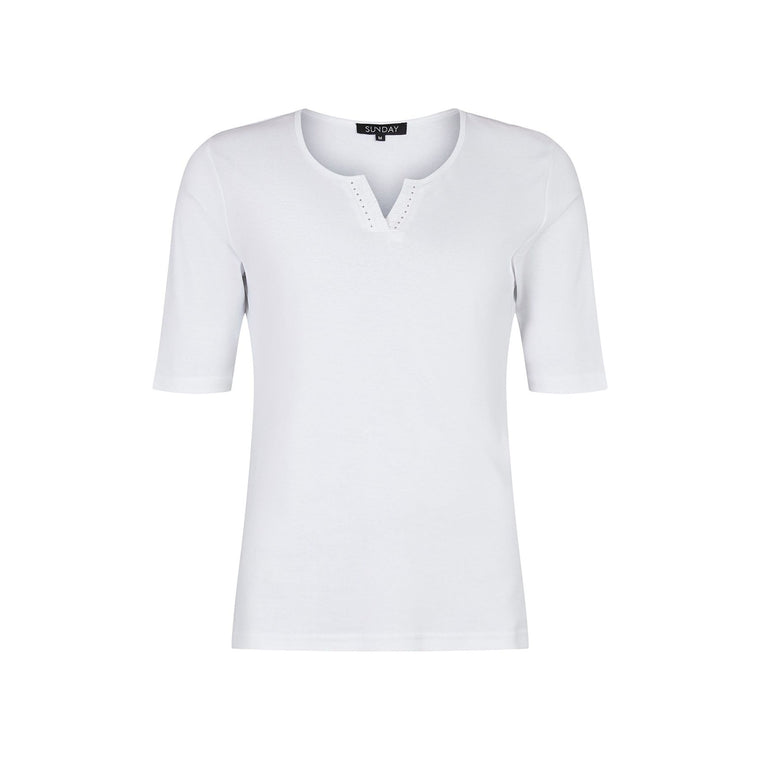 Sunday Women's T-shirt with Diamanté trim | 6574 6000 10 White