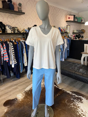 Robell  EFI 09 Trousers in powder blue. With elasticated waistband.