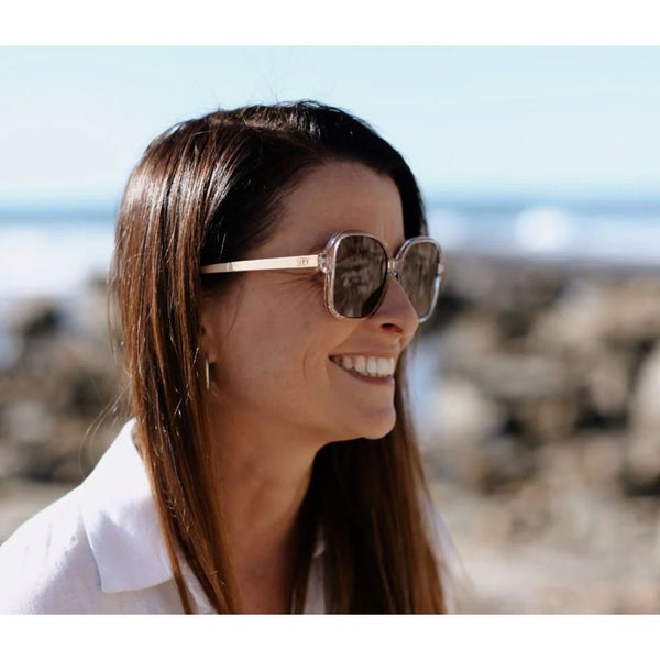 Soek Women’s Sunglasses Scarlett Champagne - Clear Pink Brown Graduated Lens - White Maple Arms