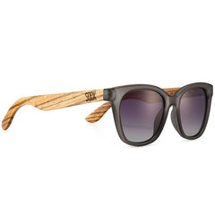 Soek Women’s Sunglasses Lila Grace Charcoal - Blue Frame Black Graduated Lens - Walnut Arms