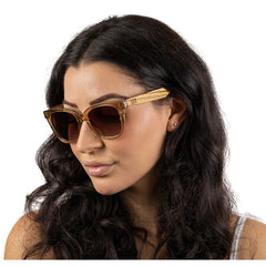 Soek Women’s Sunglasses Lila Grace Champagne - Polarised Lens - Walnut Lens