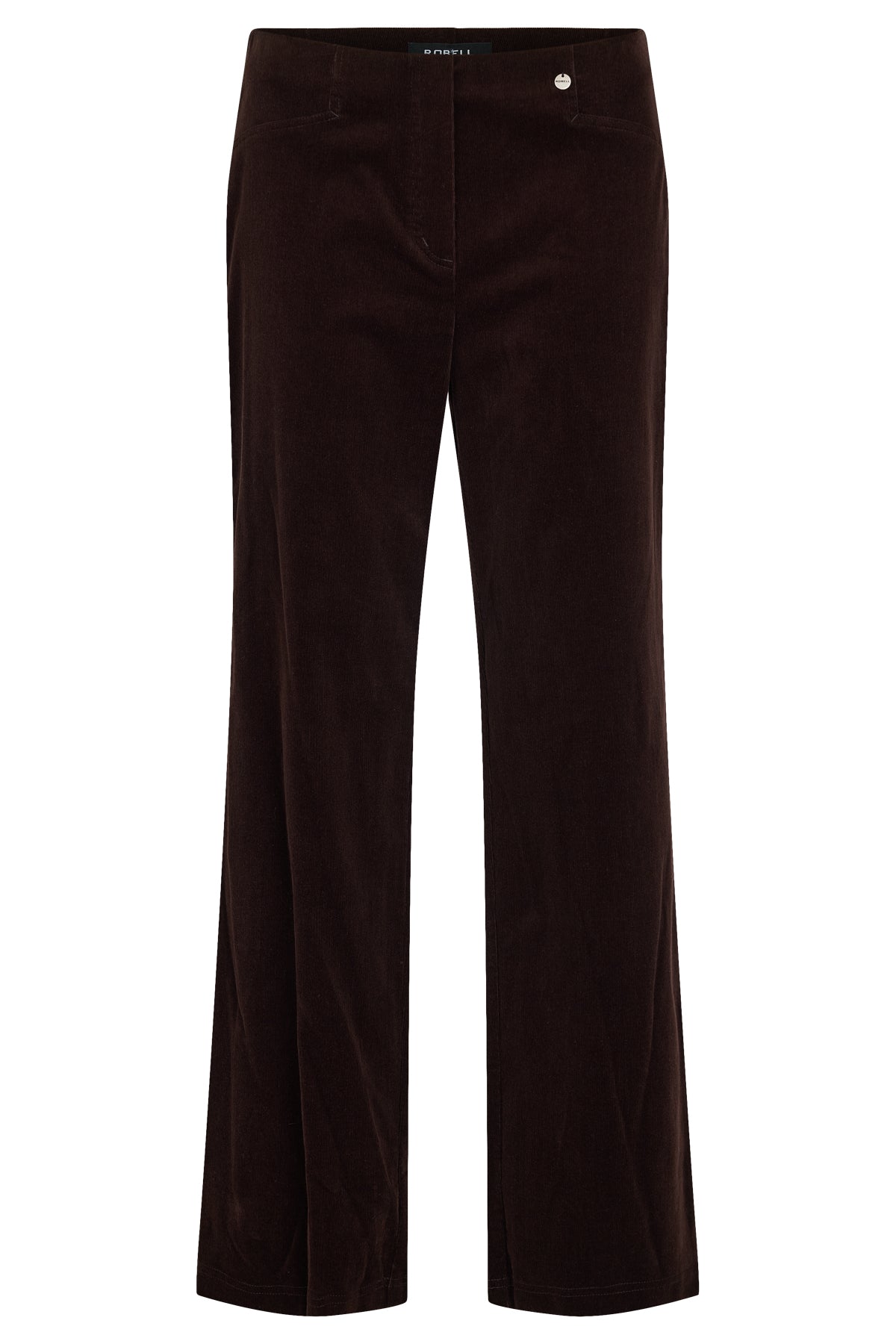Robell Dark brown wide-leg trousers made of a plush corduroy fabric, shown against a plain white background.