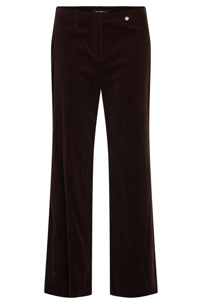 Robell Dark brown wide-leg trousers made of a plush corduroy fabric, shown against a plain white background.