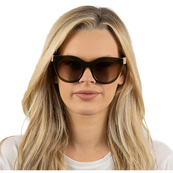 Soek Women’s Sunglasses Milla Khaki - Khaki Frame Brown Graduated Lens - White Maple Arms