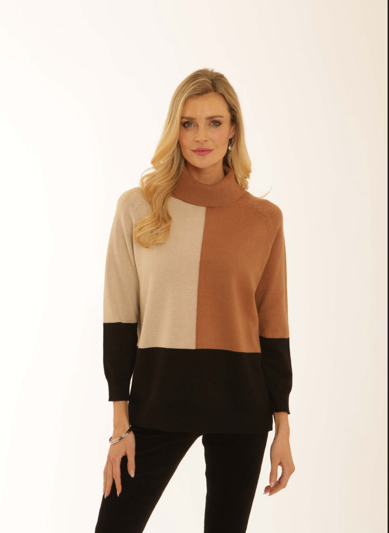 Pomodoro Women’s Roll Neck Jumper | Toffee 12562
