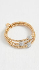 Envy gold beaded wrap bracelet featuring three round pavé-set clear stones, displayed on a clean white textured background.