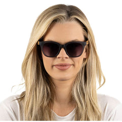 Soek Women’s Sunglasses Lila Grace Charcoal - Blue Frame Black Graduated Lens - Walnut Arms