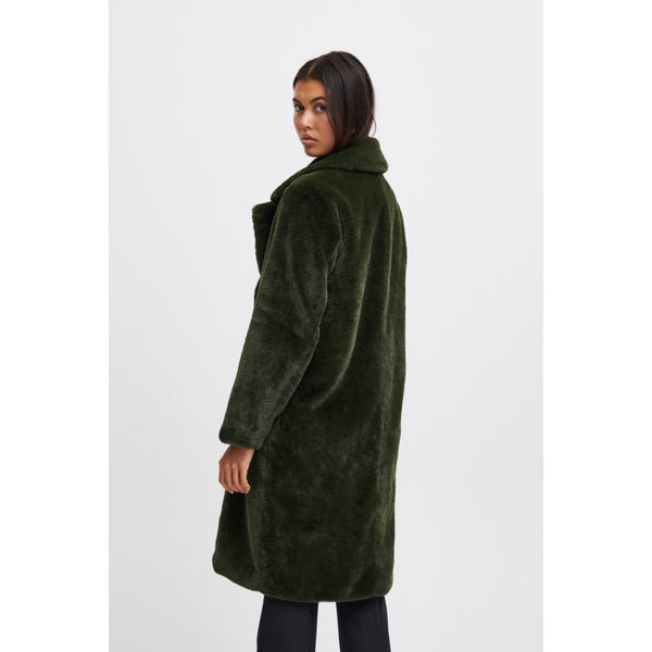 Ichi Women's Faux Fur Coat | Forest Night Ihhaya JA