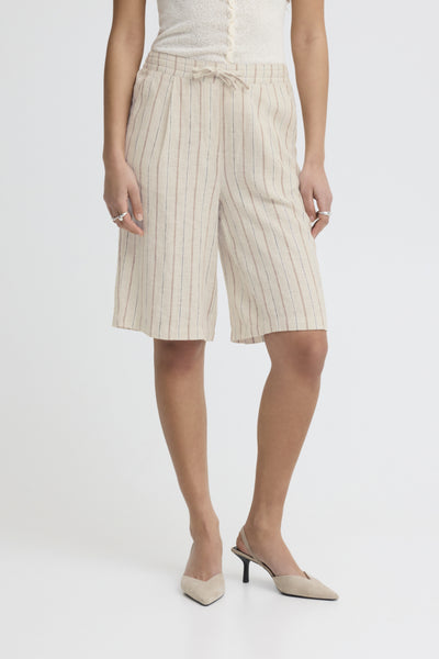Ichi Women’s Ihlinno Shorts - Brown Stripe