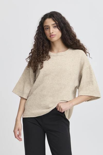 Ichi Women’s Ihdasila SS Pullover | Oatmeal Melange