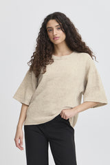 Ichi Women’s Ihdasila SS Pullover | Oatmeal Melange