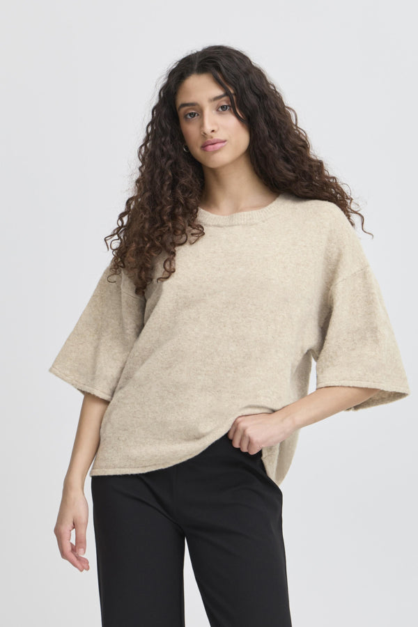 Ichi Women’s Ihdasila SS Pullover | Oatmeal Melange
