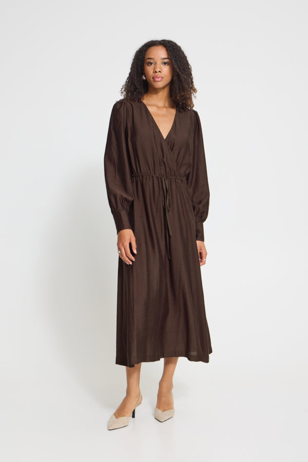 Ichi Women's Midi Dress - Iheydis Coffee Bean
