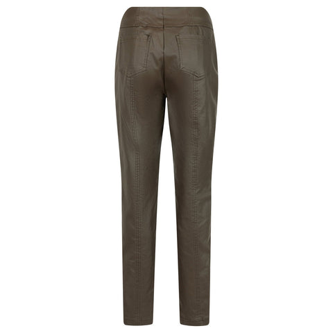 Robell Women's Leather Look Coated Trousers |  51559 54344 | Col - 88 Dark Taupe