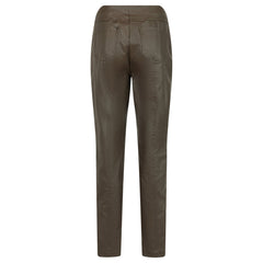 Robell Women's Leather Look Coated Trousers |  51559 54344 | Col - 88 Dark Taupe