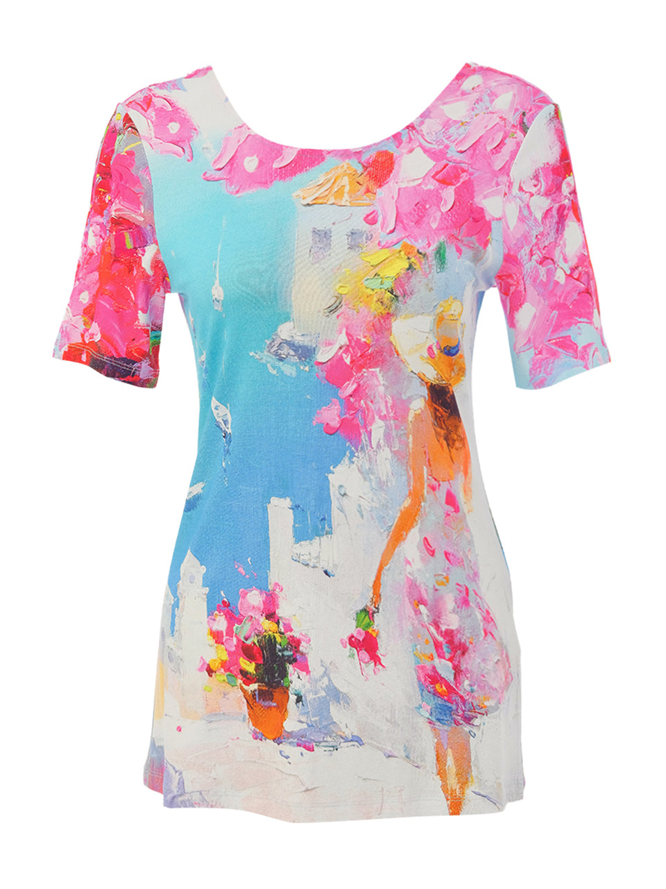 Dolcezza Women's Lincolnshire Colorful t-shirt with artistic design.