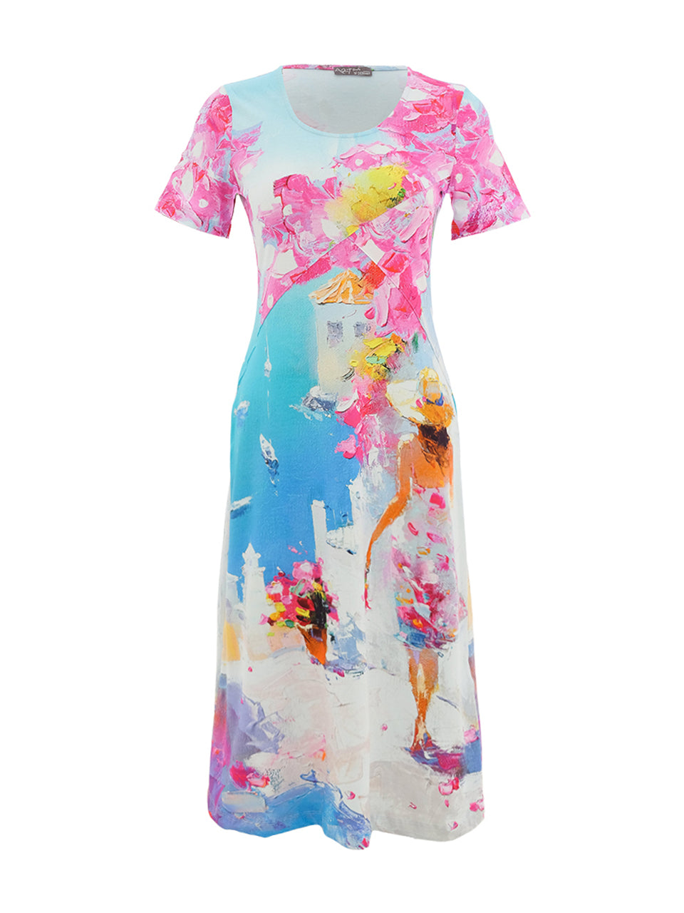Dolcezza Women's Colorful dress with artistic design midi length