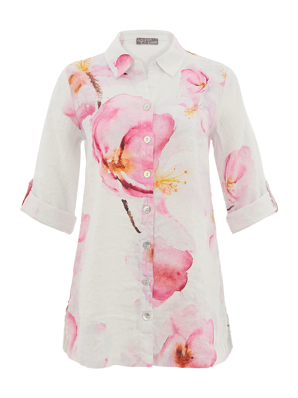 Dolecezza Women's Lincolnshire Floral patterned shirt on a white background.