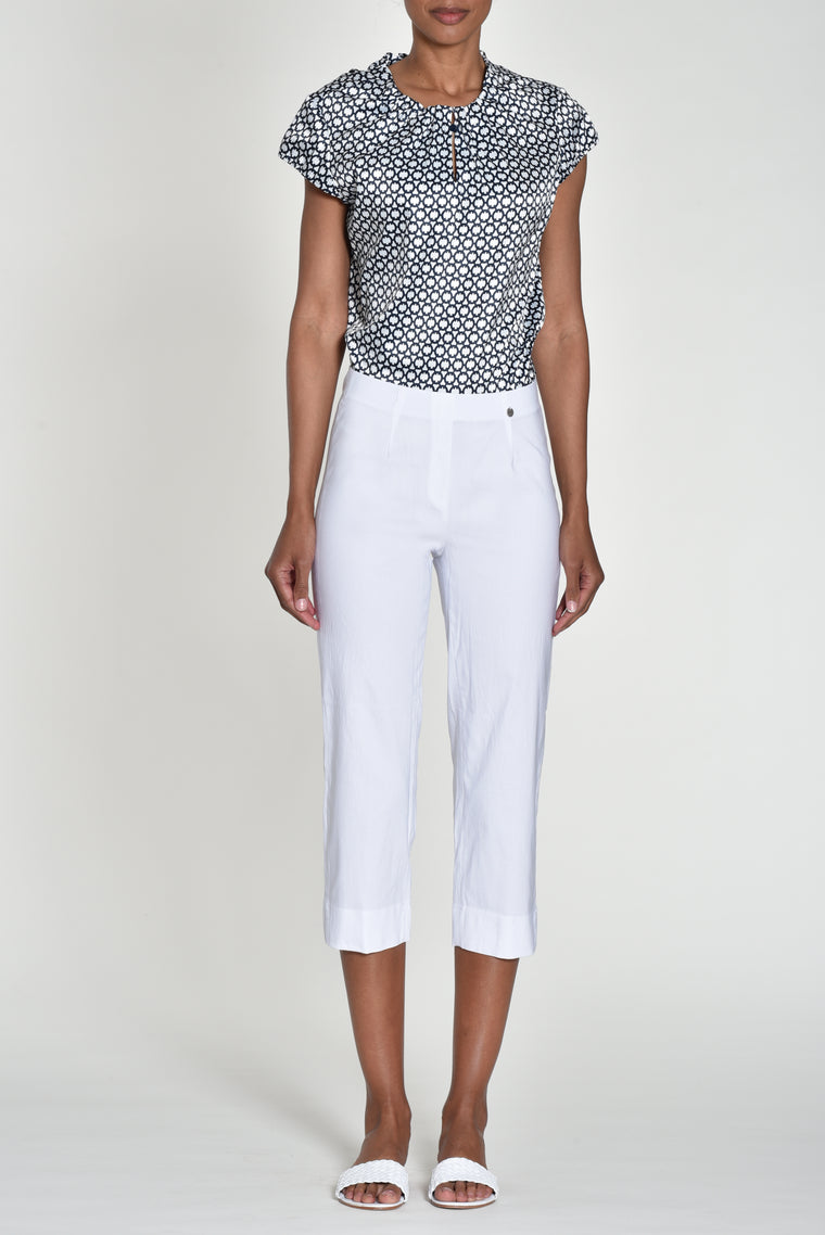 Robell Women’s Capri Trousers Marie 07 55cm | 51576 5499 Col 10 White