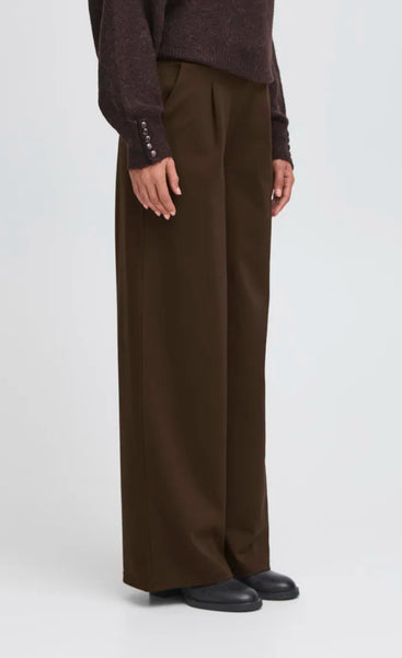 Ichi Women’s Wide Pants Long Chocolate Torte | Ihkate Sus Wide PA2