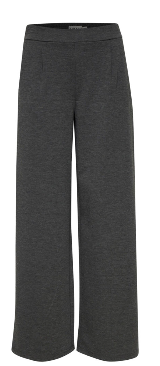 Ichi Women’s Trousers Long Dark Grey Melang | Ihkate Sus Wide PA2