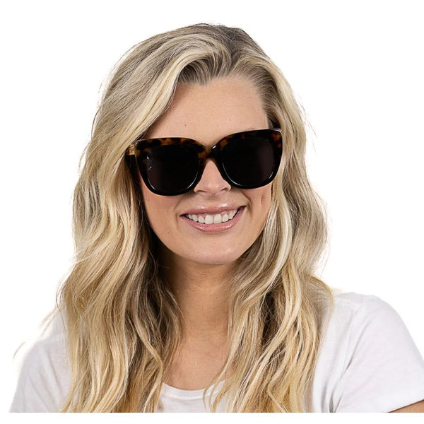 Soek Women’s Sunglasses Riviera Toffee - Tort/Black Frame Black Lens - Walnut Arms