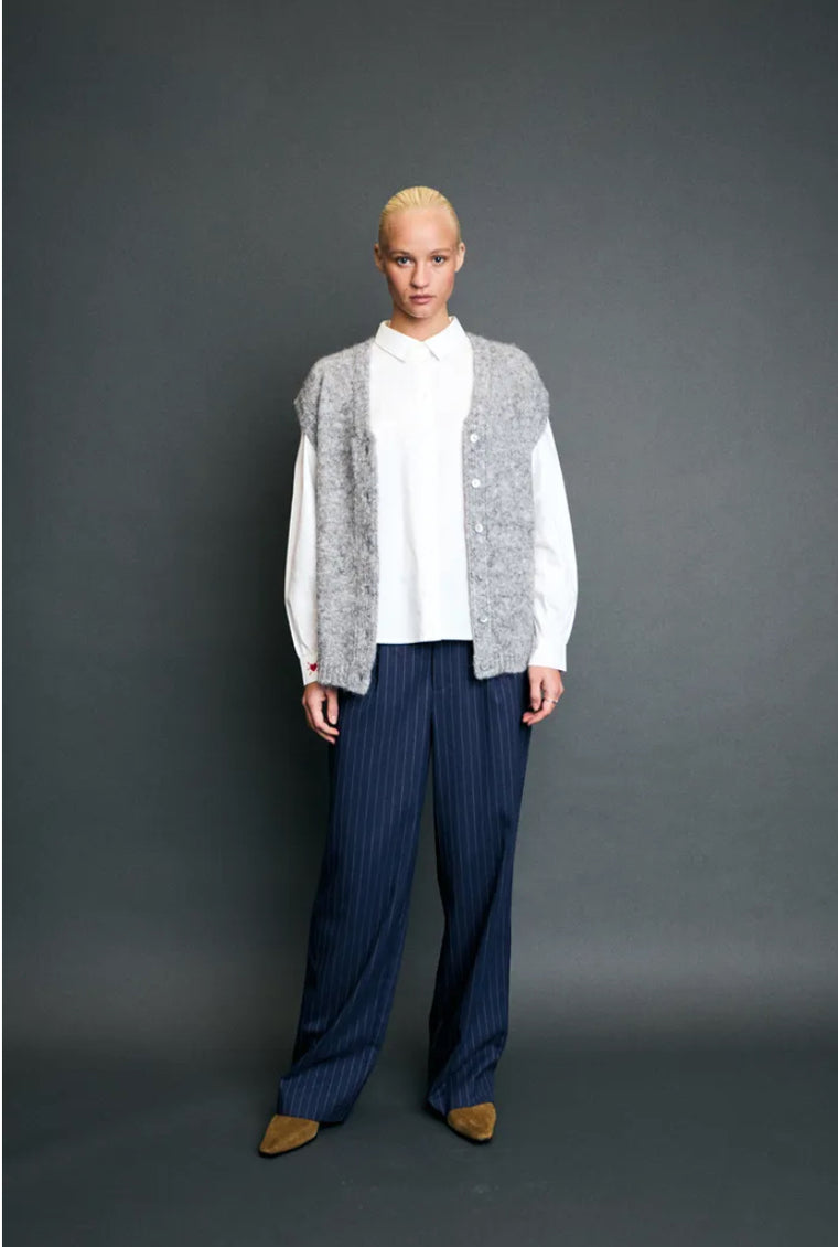 Ichi Women’s Ihbelablue WA Waist Coat | Light Grey Melang