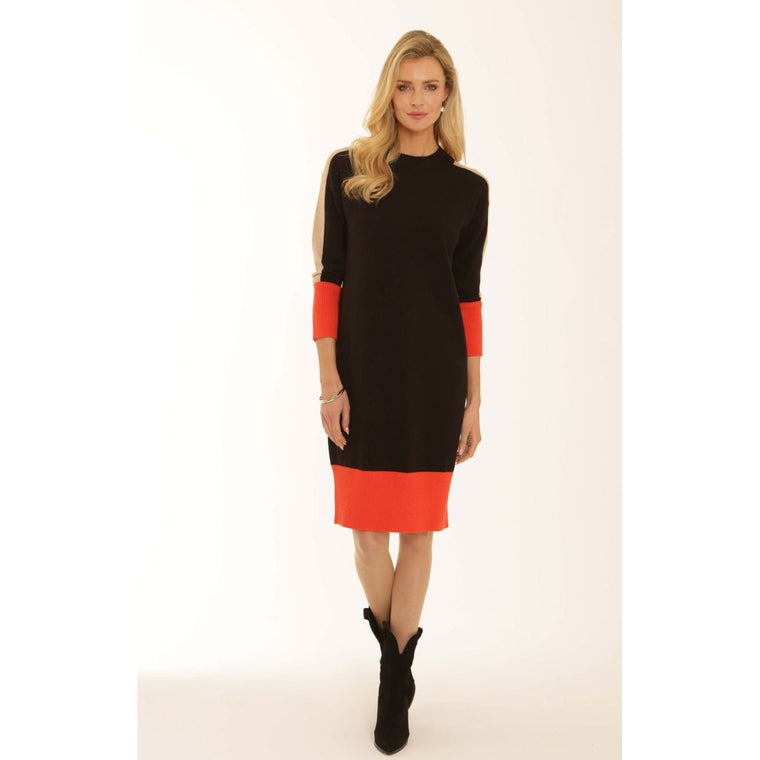 Pomodoro Women’s Colour Block Dress | Mandarin 22559