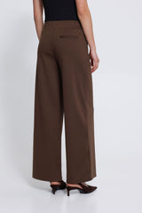 Ichi Brown wide leg pants worn by a person on a white background