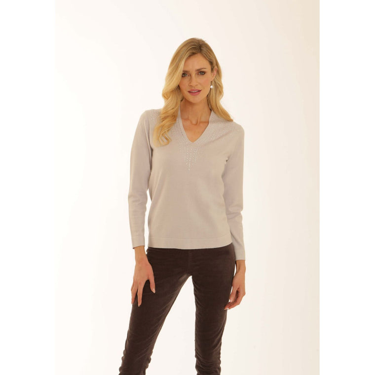 Pomodoro Women’s Diamanté Jumper | Silver 22550