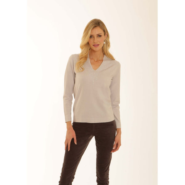 Pomodoro Women’s Diamanté Jumper | Silver 22550