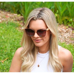 Soek Women’s Sunglasses Bella Champagne - Wooden Polarised Brown Graduated Lens - White Maple Arms