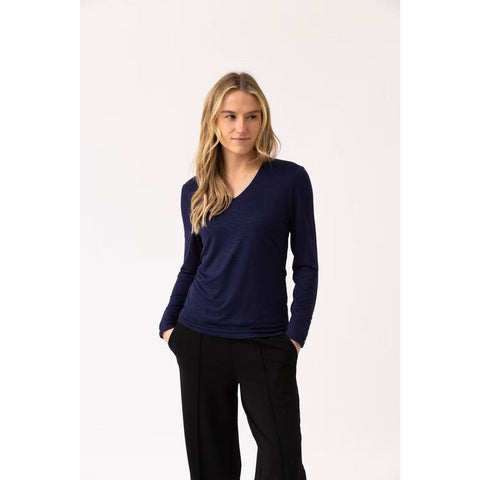 Marble Women’s V Neck Top Navy | 6402 103