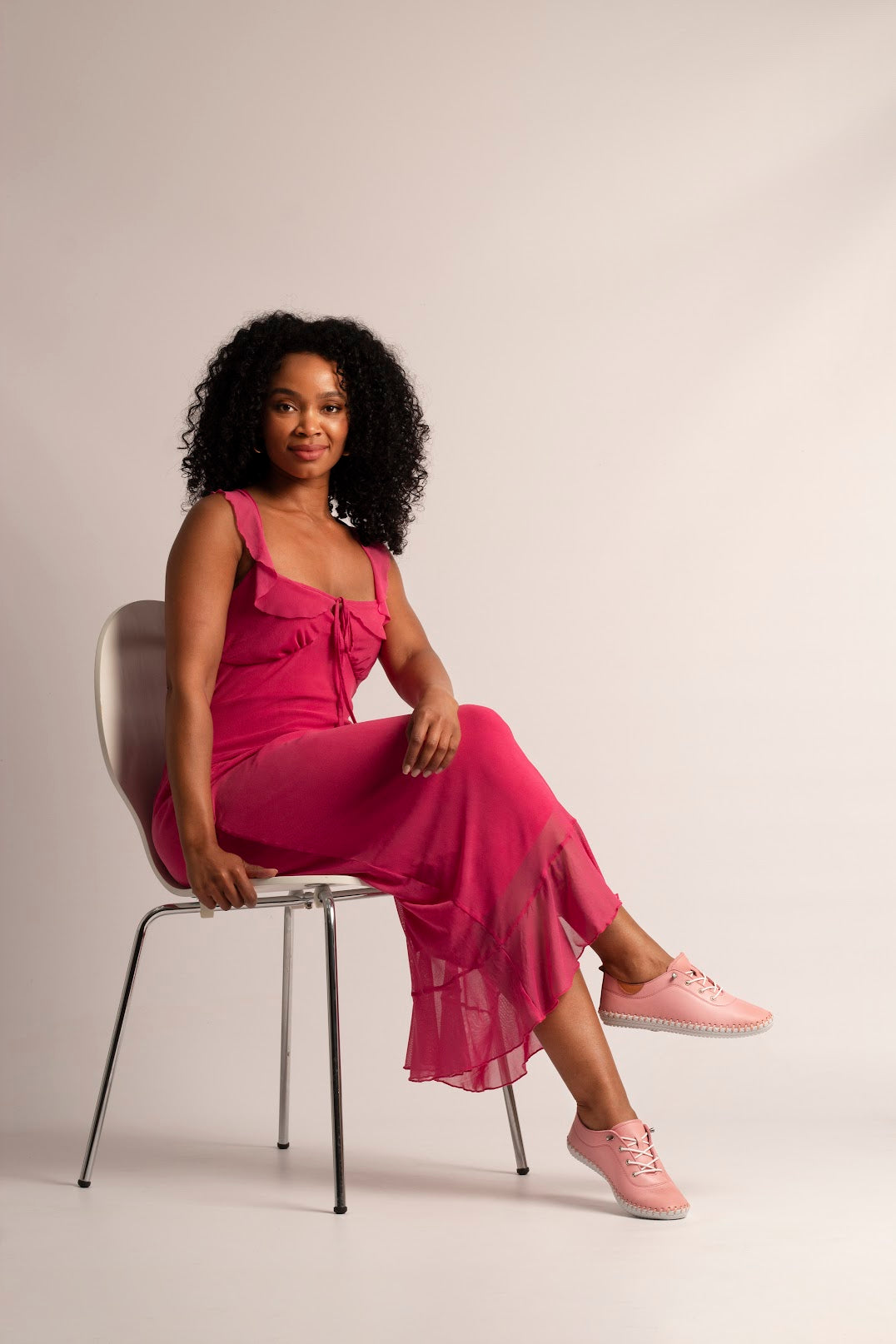 Lunar Women’s St Ives Candy Pink Leather Plimsolls all sizes at our Lincolnshire Boutique.