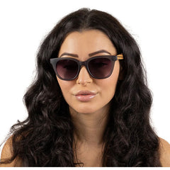 Soek Women’s Sunglasses Lila Grace Charcoal - Blue Frame Black Graduated Lens - Walnut Arms