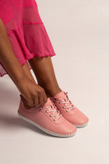 Lunar Women’s St Ives Leather Plimsoll |  Candy Pink FLE030