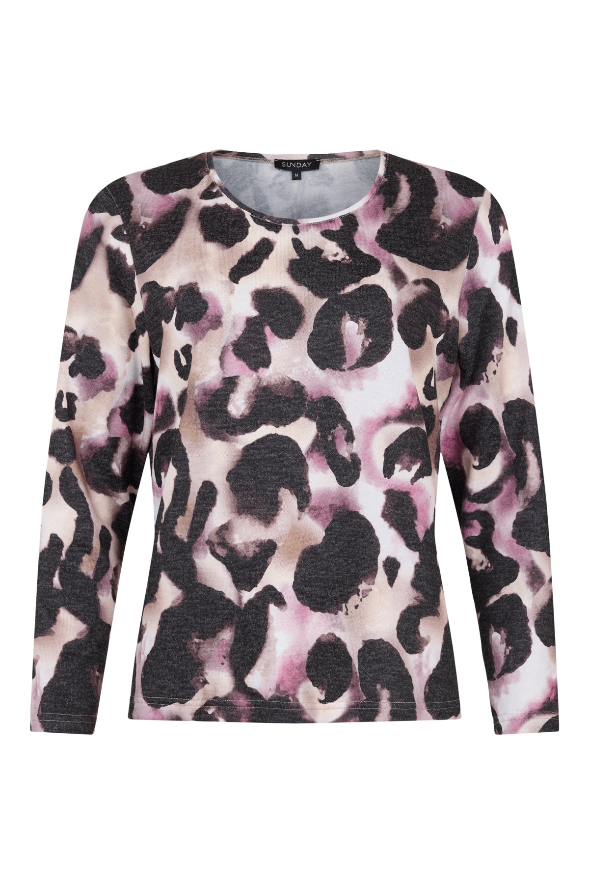 Sunday pink Leopard print long-sleeve top on a white background