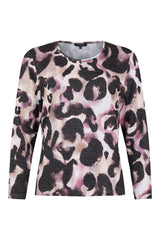 Sunday pink Leopard print long-sleeve top on a white background