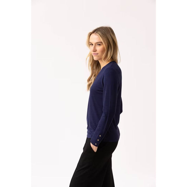 Marble Women’s V Neck Top Navy | 6402 103