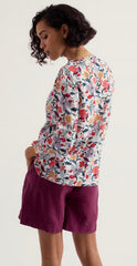 Seasalt Women's colourful floral blouse with 3/4 sleeves.