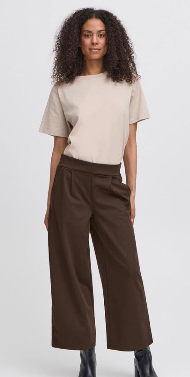 Ichi Women’s Wide Trousers Short - Chocolate Torte