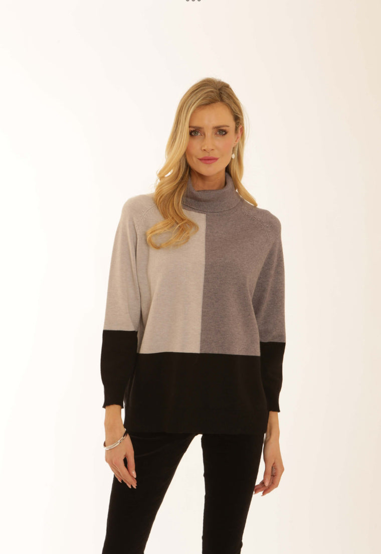 Pomodoro Women’s Roll Neck Jumper | Silver 12562