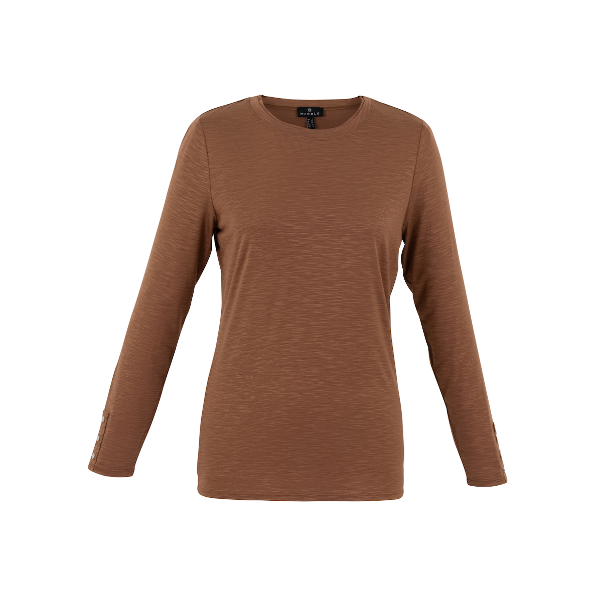 Marble Women's Round Neck Top | Tan Brown 6401 208